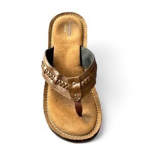 Clarks Fenner Neric Honey‎ Flip Flop Sandals Size 11 Braided Leather Thong